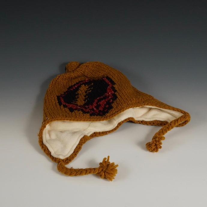 Wool Hat w/ Ears - Brown & Red Stealy