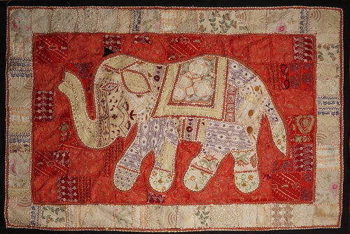 Hand-Stitched and Quilted Tapestry - White Elephant